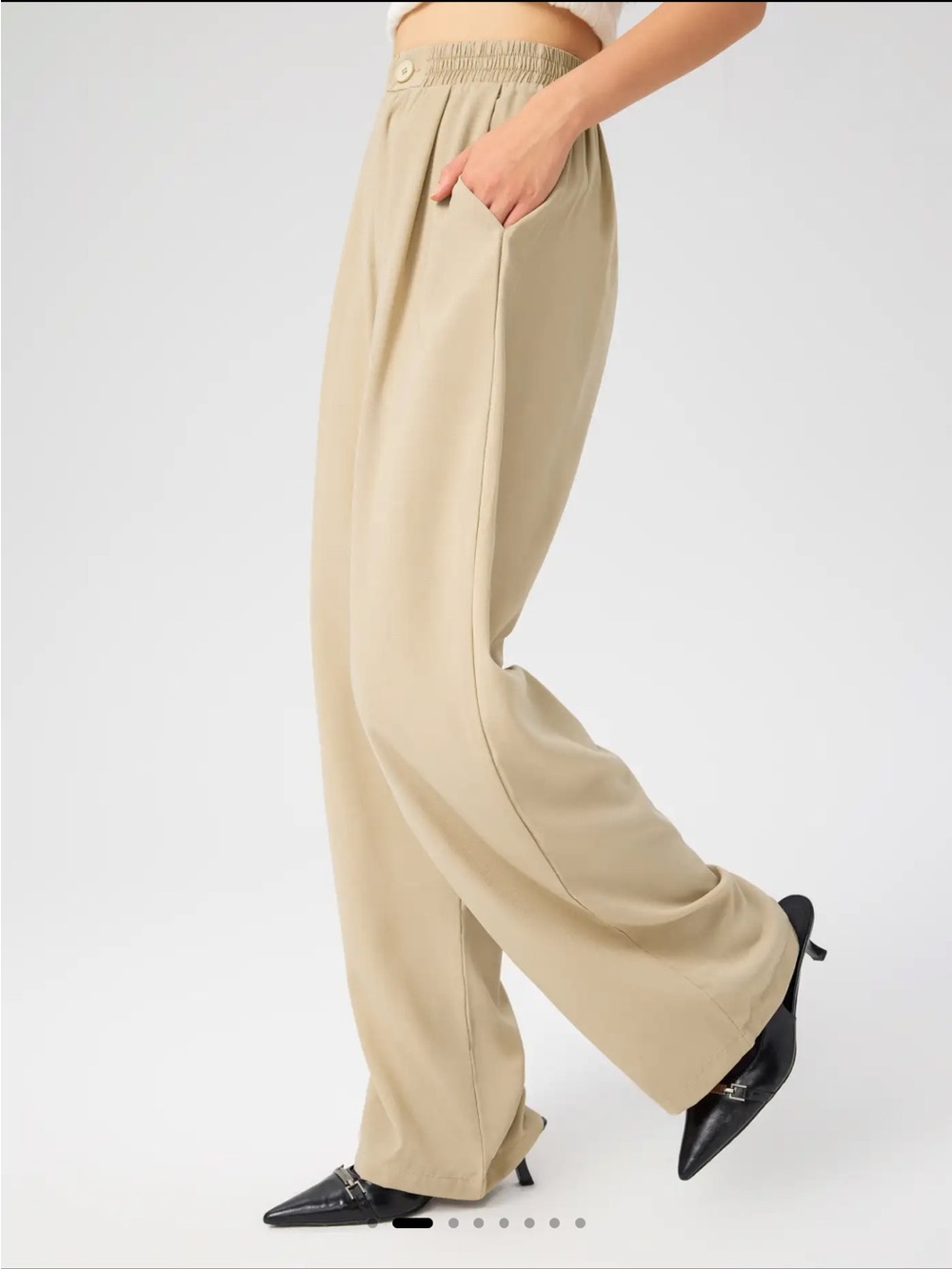 Cider Beige Elastic-Waist Trousers